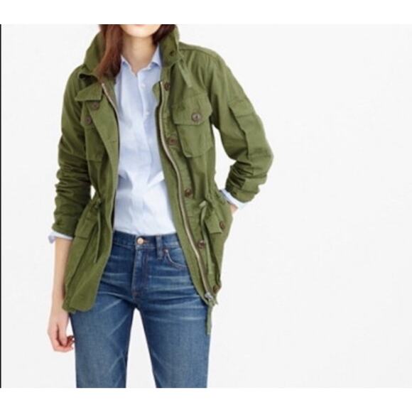 J.Crew Olive Green Field Jacket Broken In Cotton Utility S - Picture 1 of 6